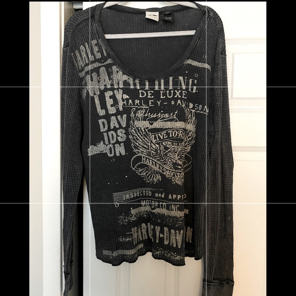 Harley Davidson long sleeve waffle knit shirt